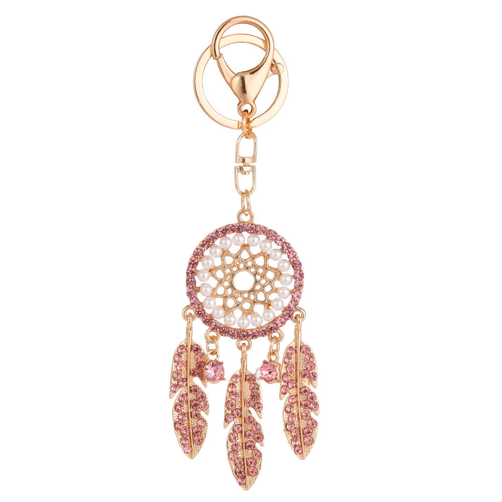 Wholesale Zinc Alloy Diamond Hollow Dream Catcher Keychain